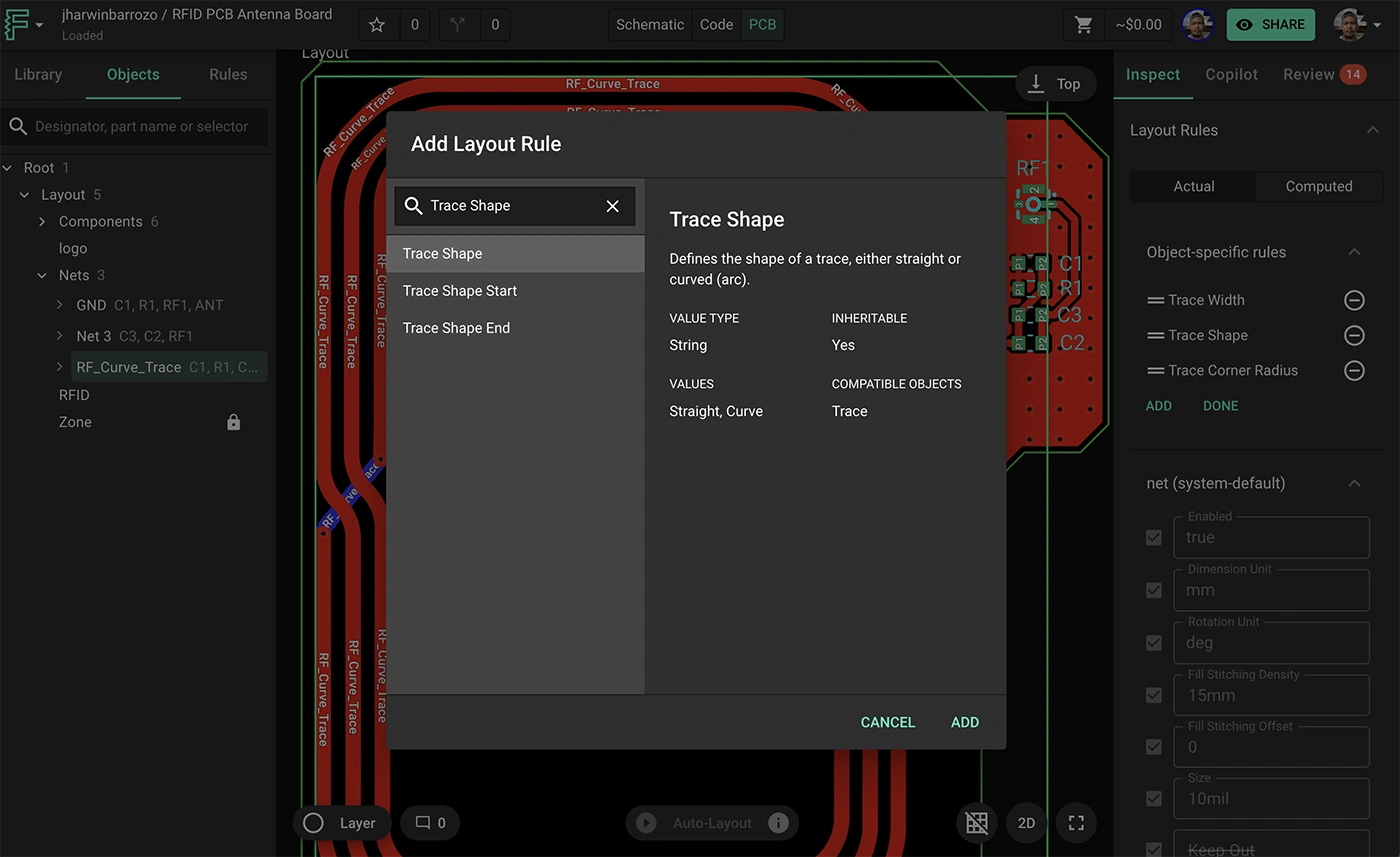 How to add trace shape rule in flux