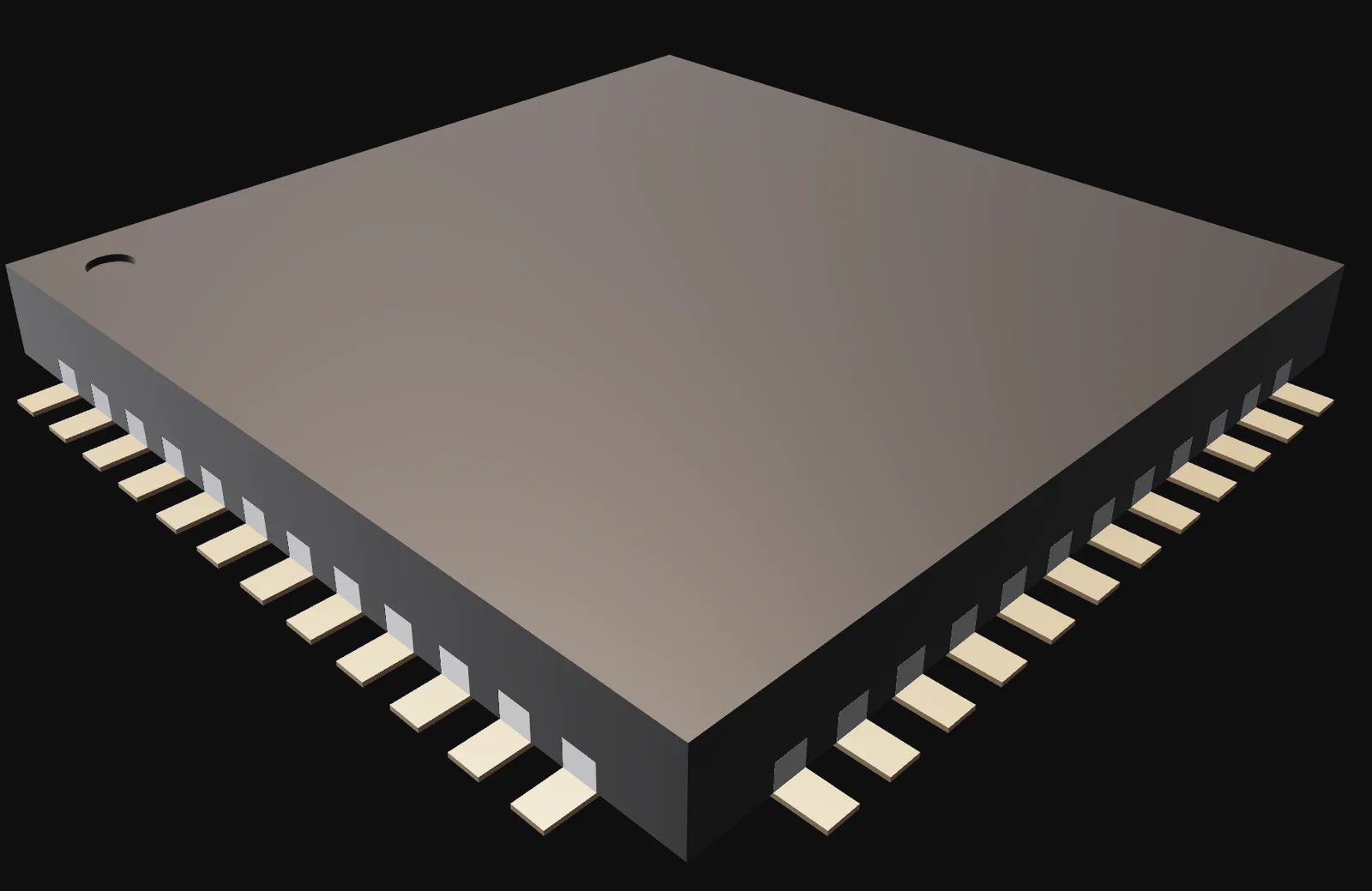 3D model of a 48-lead IC package that the Flux AI engineer made from the package drawing in the datasheet