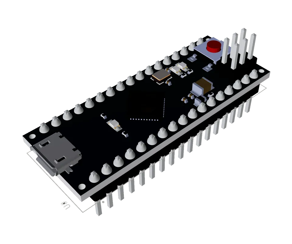 3D PCB view of Arduino Micro Template