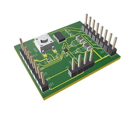 3D PCB view of HC32L110B6YA-CSP16 Board