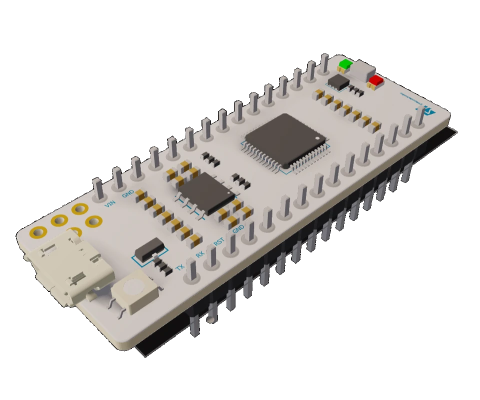 3D PCB view of NUCLEO F303K8 Template