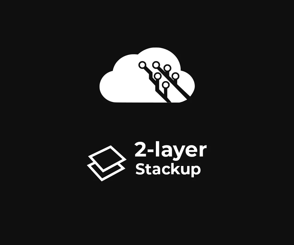 3D PCB view of AISLER 2 Layer 1.6mm HASL DRC