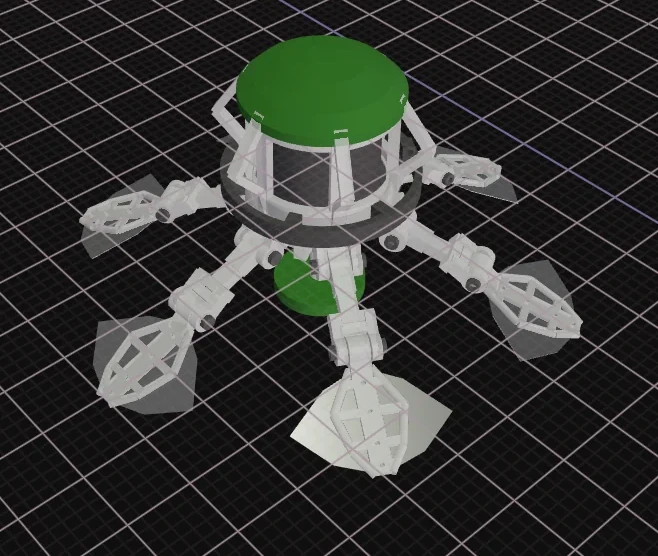 Lotus Flight Ball CAD draft in Flux, legs down