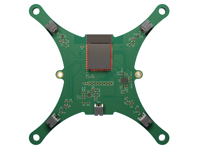 A pcb board of a drone made with Flux.