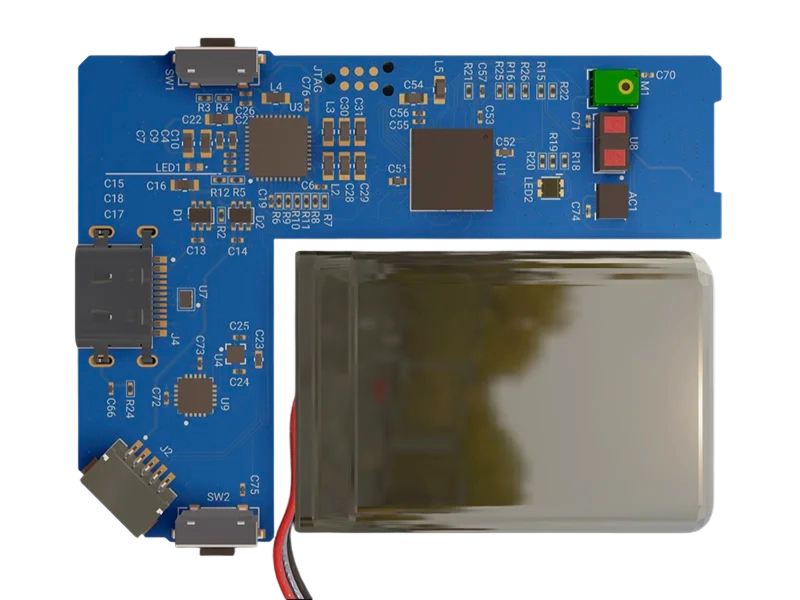 A pcb board of a wearable camera made with Flux.